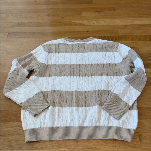Brandy Melville/John Galt Striped Nikki V-Neck Cable Knit Sweater beige white - Picture 10 of 10